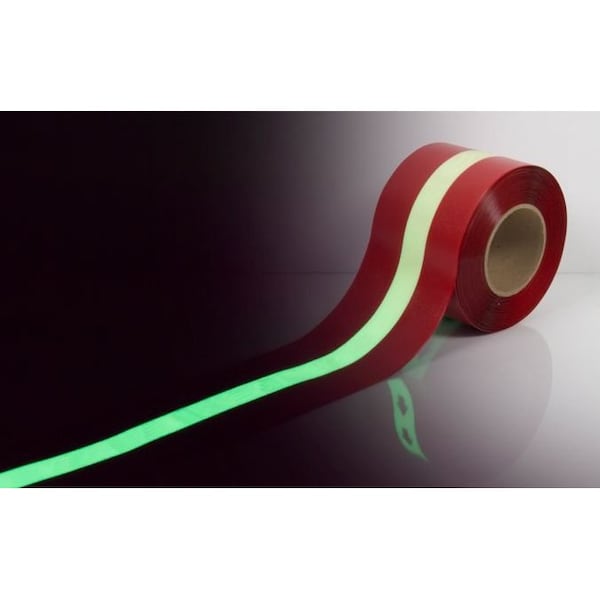 Ergomat Durastripe In-Line 4in x 50ft Glow Red with Glow Stripe - DSIL450R-G1