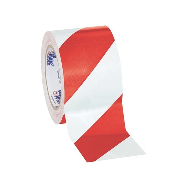 Tape Logic 3'' x 36 yds. Red/White Tape Logic Striped Vinyl Safety Tape, 3PK - T93363PKRW
