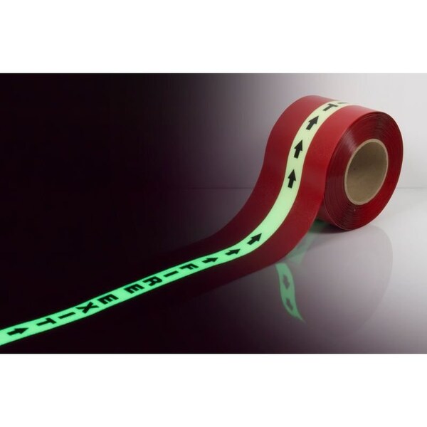 Ergomat Durastripe In-Line 4in x 50ft Glow Custom Text Red with Glow Stripe - DSIL450R-GT1