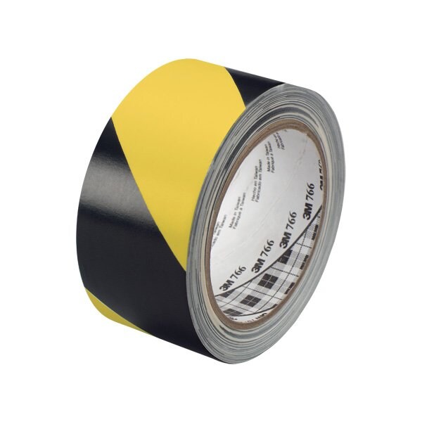 3M 2'' x 36 yds. Black/Yellow 3M 766 Striped Vinyl Tape, 24PK - BUY06225376