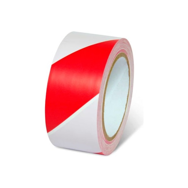 Top Tape And  Label. Global Industrial Striped Hazard Warning Tape 2inW x 108L 5 Mil Red/White 1 Roll - 670651RW
