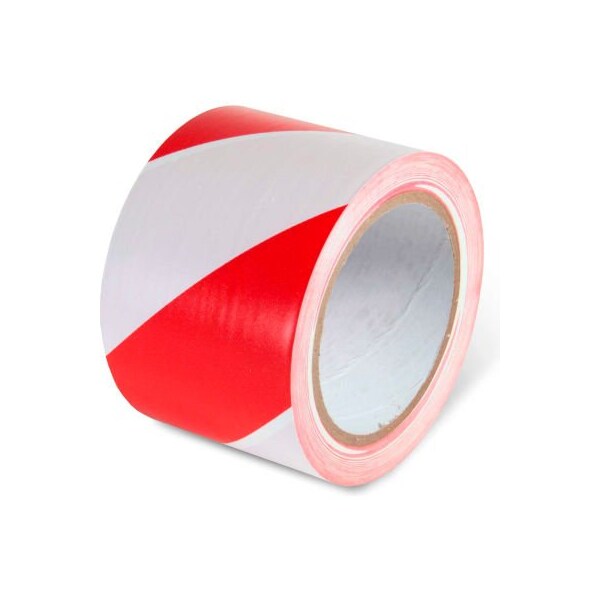 Top Tape And  Label. Global Industrial Striped Hazard Warning Tape 3inW x 108L 5 Mil Red/White 1 Roll - 670652RW