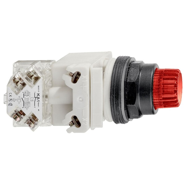 Cabezal de botón pulsador iluminado, Harmony 9001SK, plástico, sobresaliente, rojo, 30mm, retorno por resorte, LED rojo, 24-28V - 9001SK2L35LRR