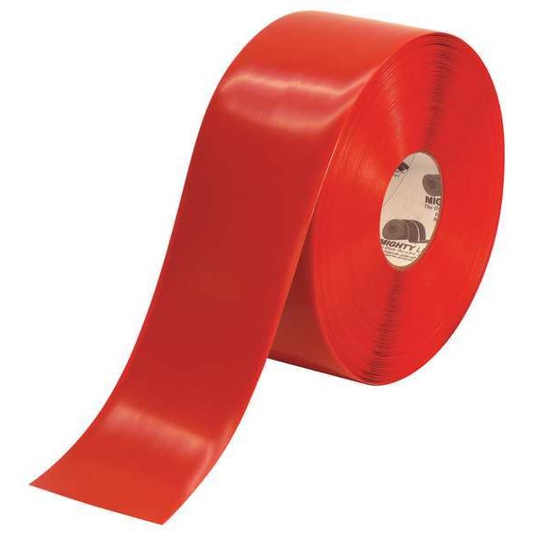 Mighty Line Floor Marking Tape, vinyl, No Legend, Red, 4 in W., 55 mil Thickness - 4RR