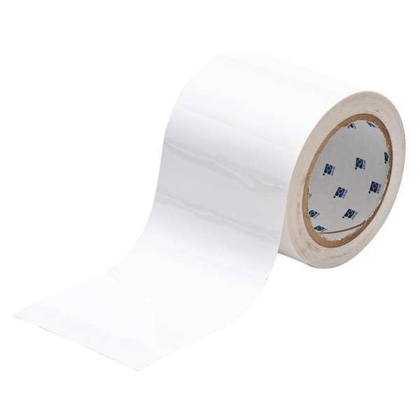 Brady Floor Marking Tape, Polyester, No Legend, White, 4 in W., 8 mil Thickness - 104371