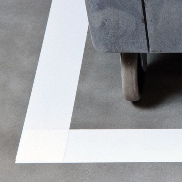 Brady Floor Marking Tape, Polyester, No Legend, White, 4 in W., 8 mil Thickness - 104371
