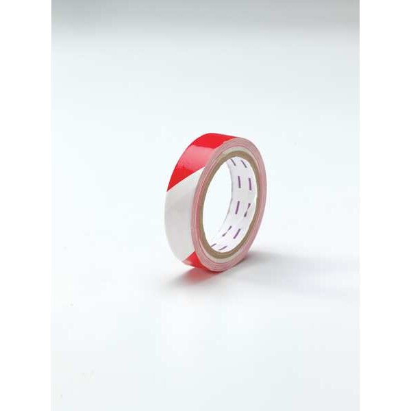 Zoro Select Floor Marking Tape, vinyl, No Legend, Red, White, 1 in W., 5 mil Thickness - 9NM08