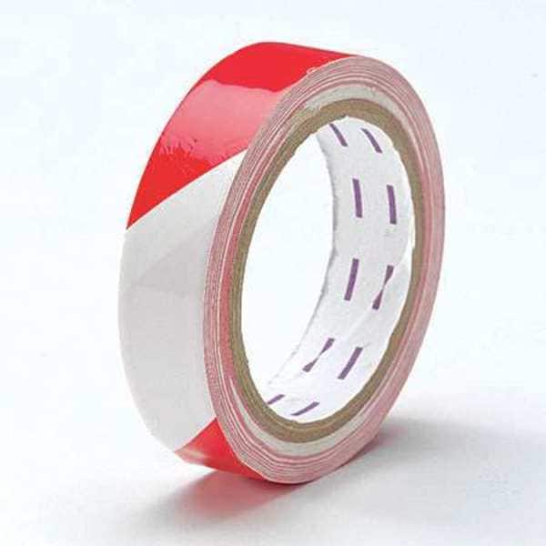 Zoro Select Floor Marking Tape, vinyl, No Legend, Red, White, 1 in W., 5 mil Thickness - 9NM08