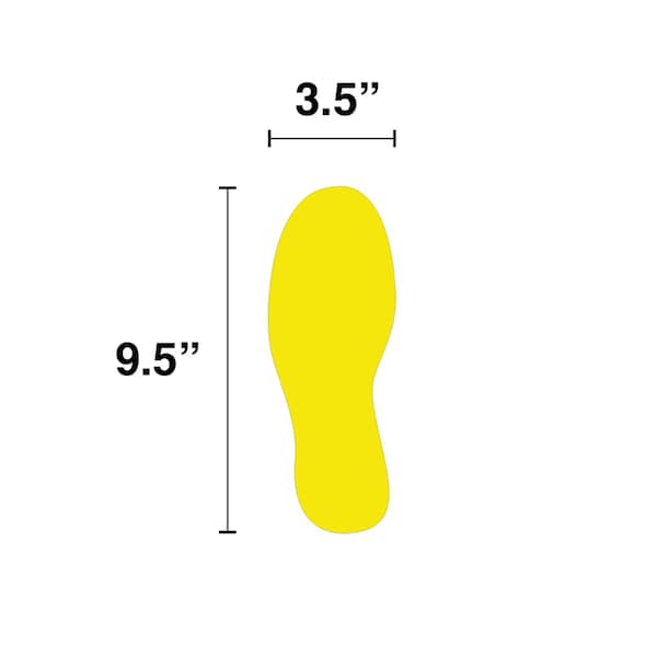 5S Supplies 5S Corner Markers, 3 1/2 in W., 9 1/2 in L., 0.003 in Thickness, 25 PK - VSF-FOOTPRINTS-YELLOW