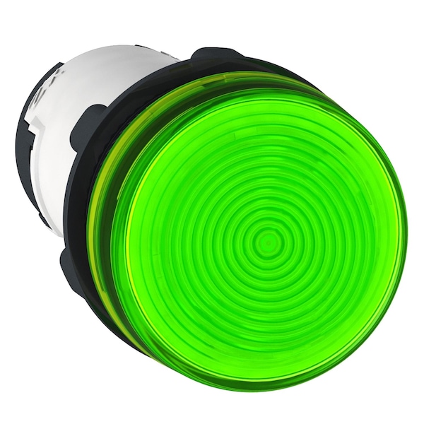 Indicador luminoso monolítico de Schneider Electric, Harmony XB7, plástico, verde, 22 mm, lente lisa para bombilla BA9s, 250V - XB7EV63P