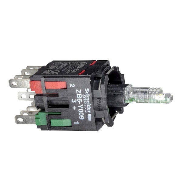 Cuerpo completo para botón pulsador iluminado, Harmony XB6, bloque de luz roja con cuerpo/collar de fijación con LED integrado de 12...24 V 1NC - ZB6ZB42B