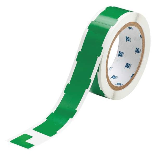 Brady Floor Marking Tape, vinyl, Solid, Green, 1 in W., 4 mil Thickness, 750 PK - 121416