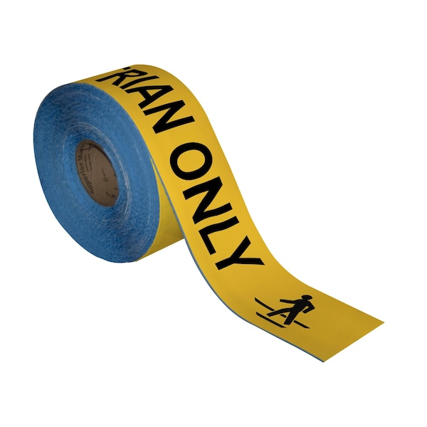 Superior Mark Floor Marking Message Tape, 4in x 100Ft , PEDESTRIANS ONLY - IN-40-734I
