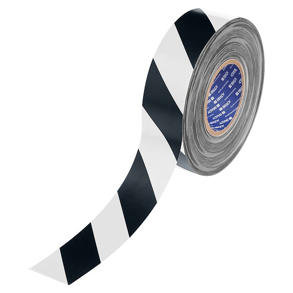Brady Floor Marking Tape, Black/White, 2"W, 100ft - 177035