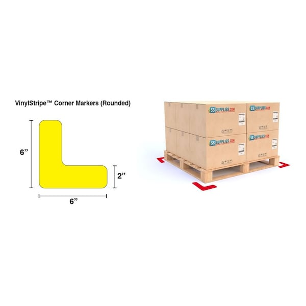 5S Supplies 5S Corner Markers, 2 in W., 6 in L., 0.003 in Thickness, 25 PK - VSC-ROUND-GREEN