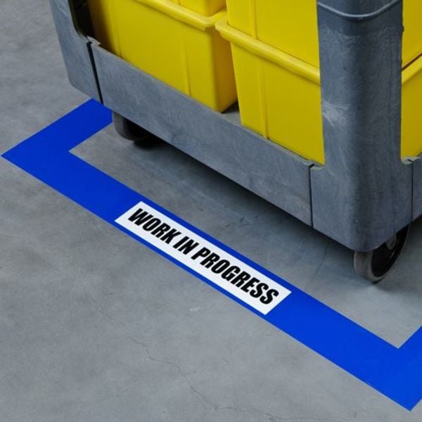 Brady Floor Marking Tape, Polyester, No Legend, Blue, 4 in W., 8 mil Thickness - 104374