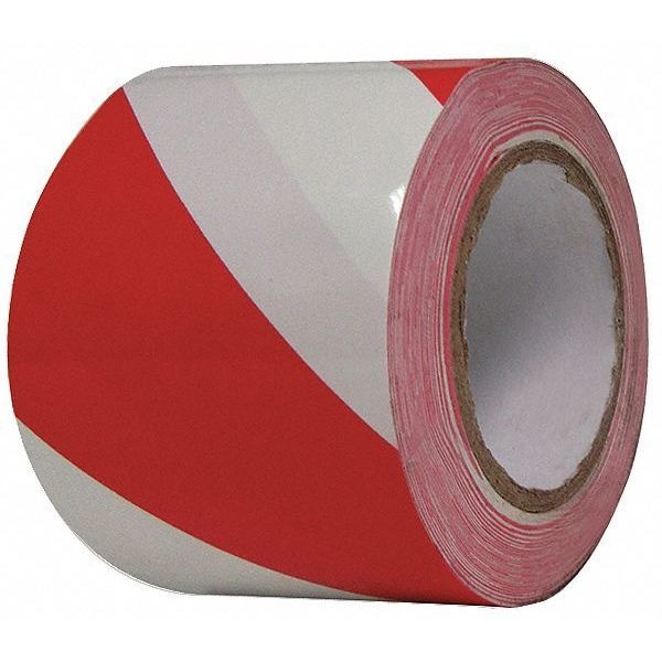 Condor Floor Marking Tape, vinyl, No Legend, Red, White, 3 in W., 8 mil Thickness - 3JXY1