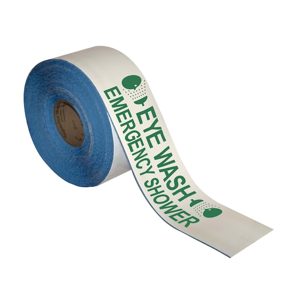Superior Mark Floor Marking Message Tape, 4in x 100Ft , Eye Wash Emergency Shower - IN-50-638I
