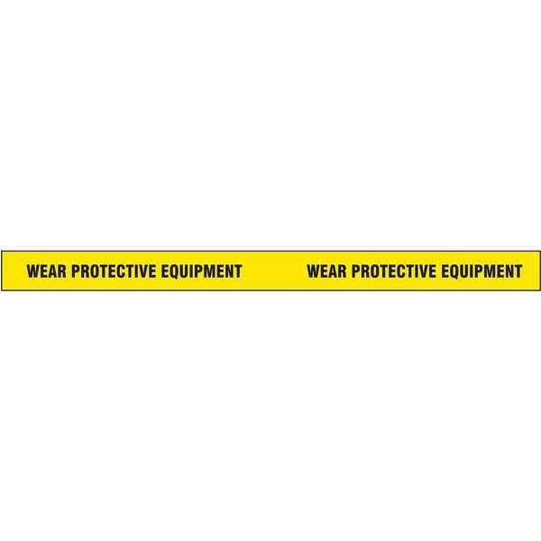 Zoro Select Floor Marking Tape, vinyl, Wear Protective Equipment, Black, Yellow, 2 in W., 7 mil Thickness - 9HN72