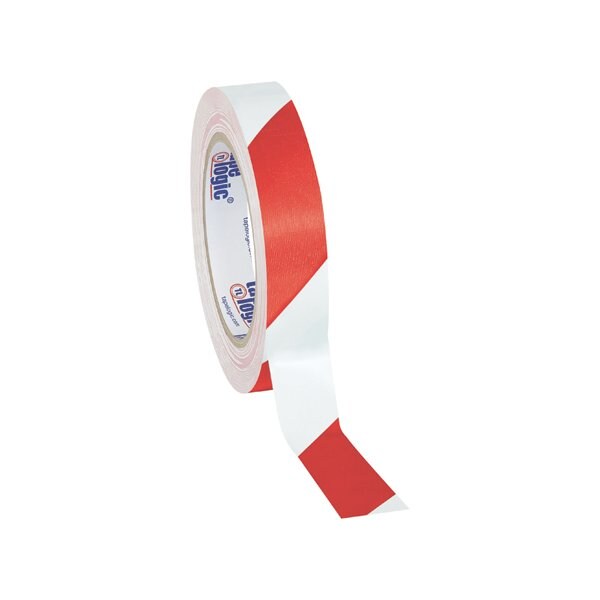 Tape Logic 1'' x 36 yds. Red/White Tape Logic Striped Vinyl Safety Tape, 48PK - BUY00016189