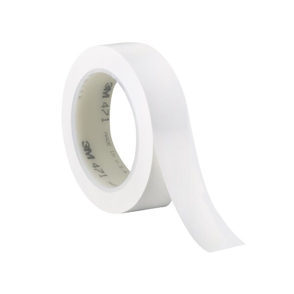 3M 1'' x 36 yds. White 3M 471 Vinyl Tape, 3PK - T9654713PKW