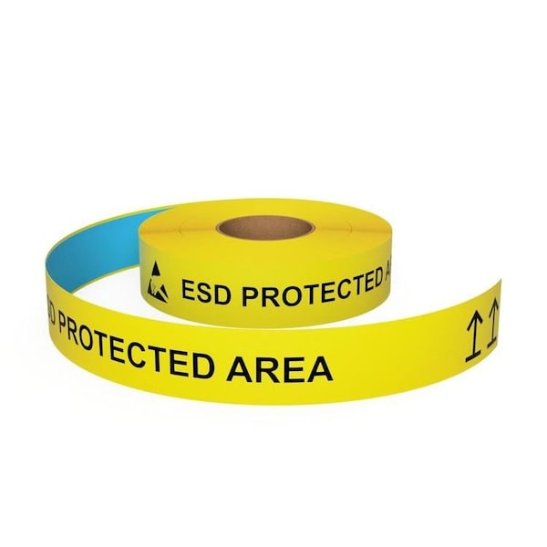 Ergomat 2inDurastripe In-Line Printing Yellow ESD, Type K:Yellow: Zone Protegee Des / ESD Protected Area - DSIL250Y-ESD-TYPEK