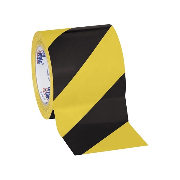 Tape Logic 4'' x 36 yds. Black/Yellow Tape Logic Striped Vinyl Safety Tape, 12PK - BUY00024523