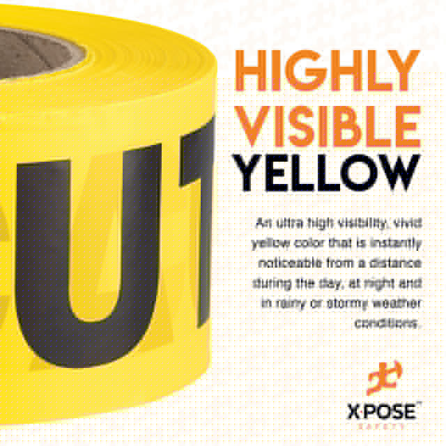 Xpose Safety Caution Tape, PVC, Fire Line Do Not Enter, Yellow, 3 in W., 1000 ft L., 24 PK - PFLT-24-X