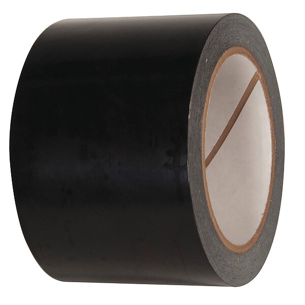 Zoro Select Floor Marking Tape, vinyl, Solid, Black, 3 in W., 2.4 mil Thickness, 2 PK - 24WH12