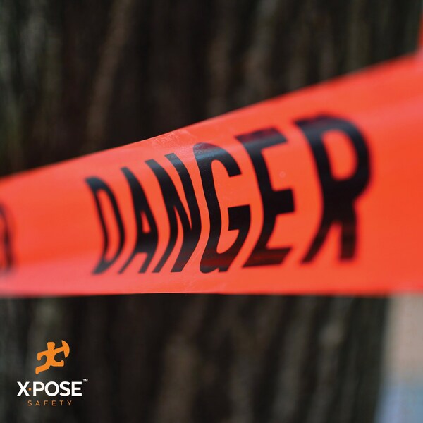 Xpose Safety Danger Tape, PVC, Danger Do Not Enter, Red, 3 in W., 1000 ft L., 960 PK - PDDNT-FP960-X