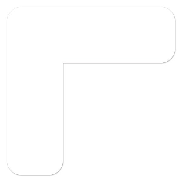 Ergomat DuraStripe Mean Lean 6inx6inx2in 90 degrees Angle Rounded Corners White, 50PK - DSML-CR6-W-KIT