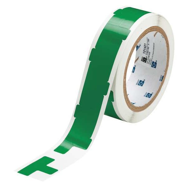 Brady Floor Marking Tape, vinyl, Solid, Green, 1 in W., 4 mil Thickness, 545 PK - 121421