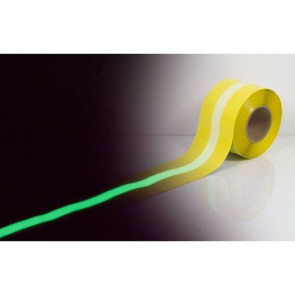 Ergomat Durastripe In-Line 4in x 50ft Glow Yellow with Glow Stripe - DSIL450Y-G1