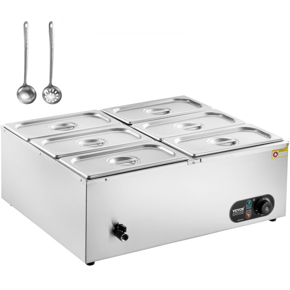VEVOR Commercial Electric Food Warmer Countertop Buffet 6*5Qt Pan Bain Marie - SYSPBWQPTK61338ZNV1