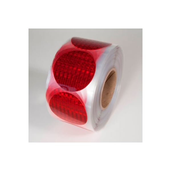 Top Tape And Label Reflective Marking Tape, Red, 3"Dia. Circle, 50/Roll, RR350RD - RR350RD