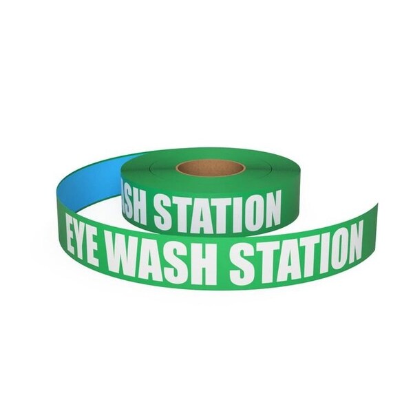 Ergomat Durastripe In-Line Printing 2in x 50ft Green Background with White Text - EYE WASH STATION - DSIL250-G-EYEWASHSTATION