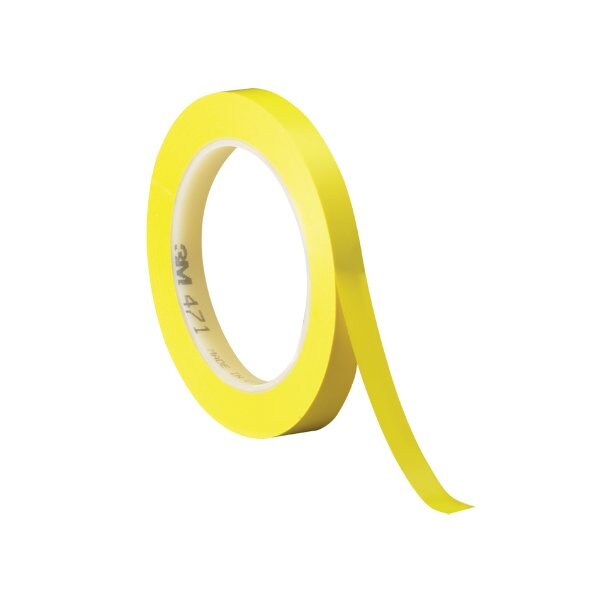 3M 1/4'' x 36 yds. Yellow 3M 471 Vinyl Tape, 144PK - BUY00023356