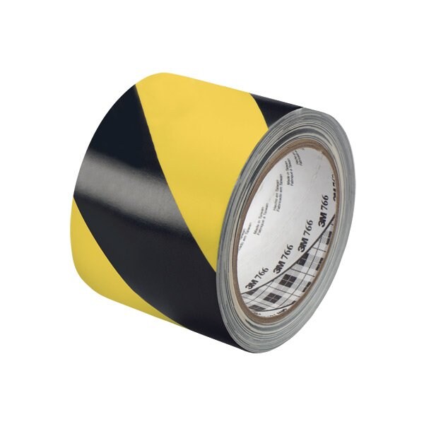 3M 3'' x 36 yds. Black/Yellow 3M 766 Striped Vinyl Tape, 12PK - BUY06225452
