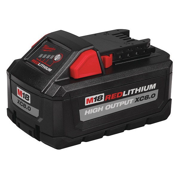 Milwaukee Tool M18 REDLITHIUM HIGH OUTPUT XC8.0 Battery, 8.0Ah, Extended Capacity, 18V, Li-Ion Battery - 48-11-1880