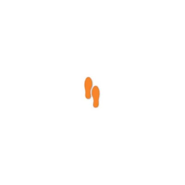 Ergomat 9.5inx3.5in DuraStripe Mean Lean Foot Prints Orange, 30PK - DSML-STEP-9.5-O-KIT