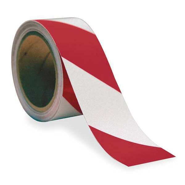 Brady Marking Tape, vinyl, Striped, Red, White, 2 in W., 7 mil Thickness - 78131