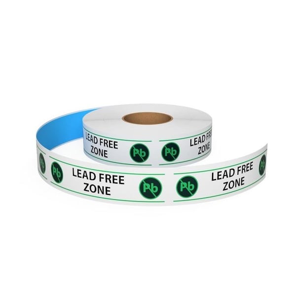 Ergomat Durastripe In-Line Printing 2in x 50ft White - LEAD FREE ZONE - DSIL250-W-LEADFREEZONE