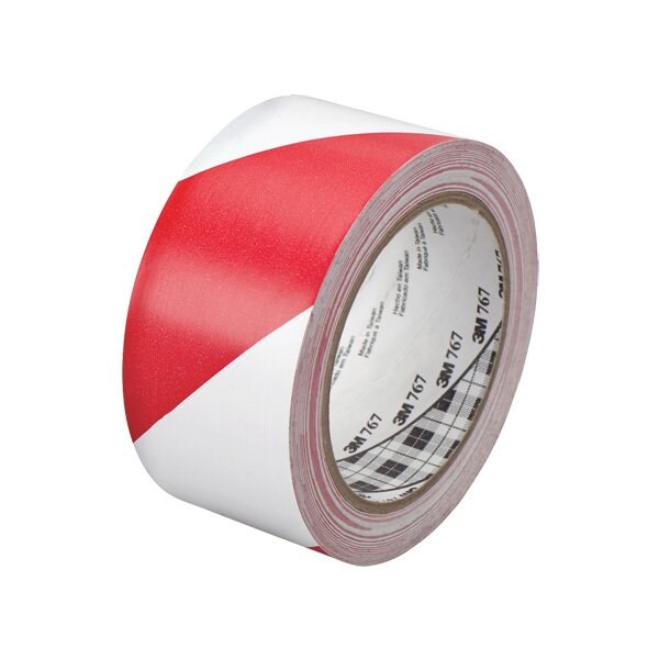 3M 2'' x 36 yds. Red/White 3M 767 Striped Vinyl Tape, 24PK - BUY00022929