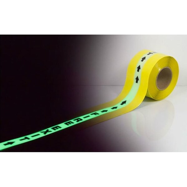 Ergomat Durastripe In-Line 4in x 50ft Glow Custom Text Yellow with Glow Stripe - DSIL450Y-GT1
