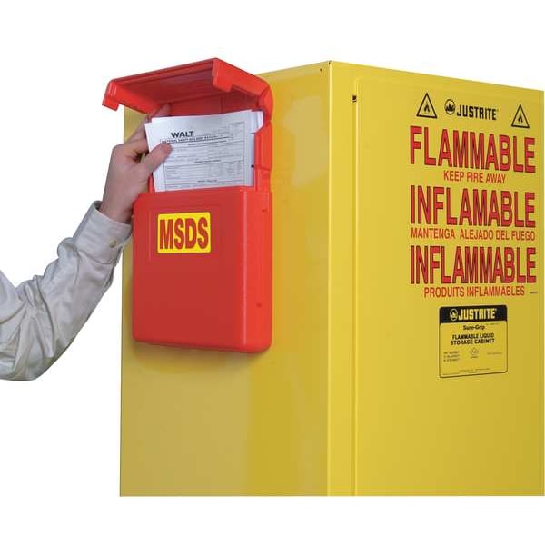 Justrite Document Box, 11 in W x 14 1/2 in L x 2 1/8 in D, Plastic, Includes Heavy Duty Mounting Tape, Labels - 23304