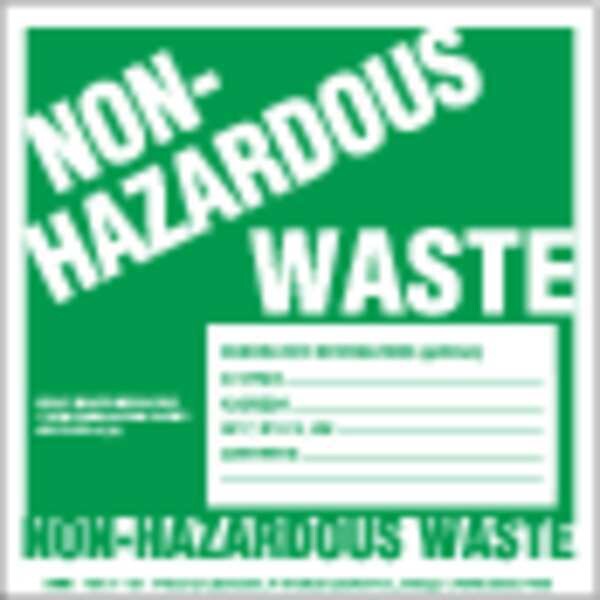 Labelmaster Non-Hazardous Waste Label, w/Gener, PK100, PVC Free Film, 6 in W, 6 in H - GWM7