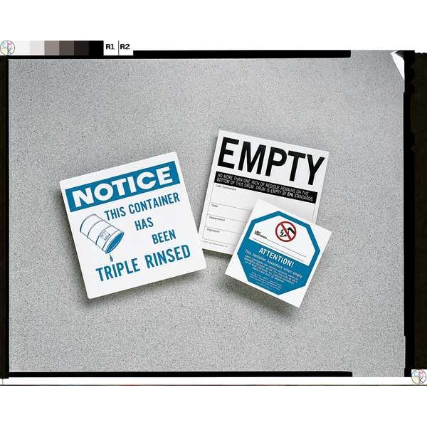 Brady DOT Handling Label, Triple Rinsed, Paper, 2-7/8" W, 7/8" H - 31257LS