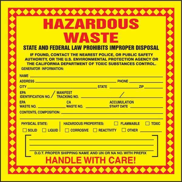 Accuform DOT Handling Label, Vinyl, 6" W, 6" H - MHZWCAEVP
