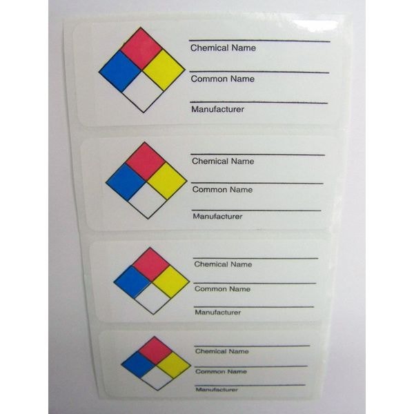Badger Tag & Label Label, Chemical Name___Common Name___Manufacturer___, Paper, 2 7/8 in W, 1 1/8 in H - 11726