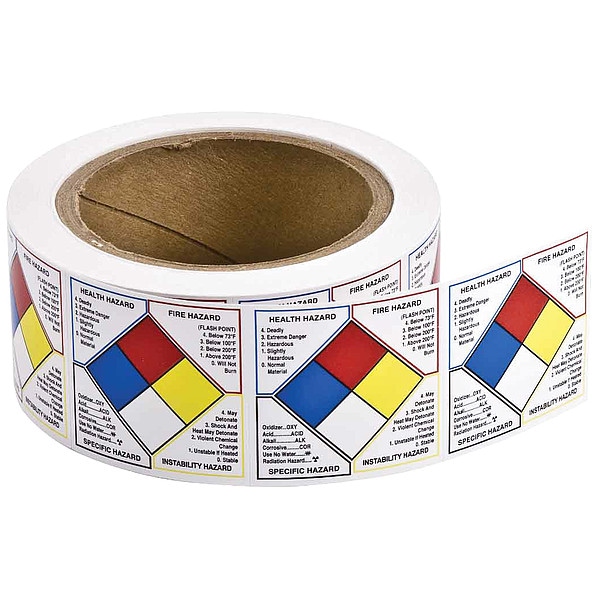 Brady Label, Health Hazard Fire Hazard Specific Hazard, Paper, 2 in W, 2 in H - 53067